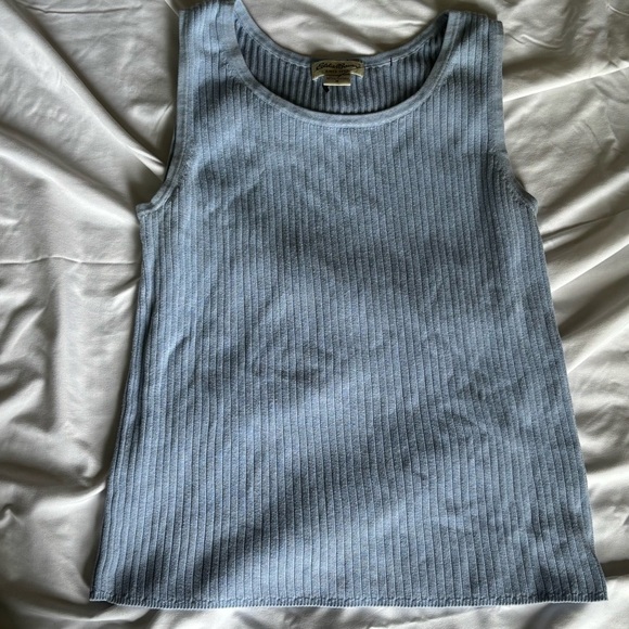Women's Ribbed Tank Top - Light Blue - Picture 5 of 8